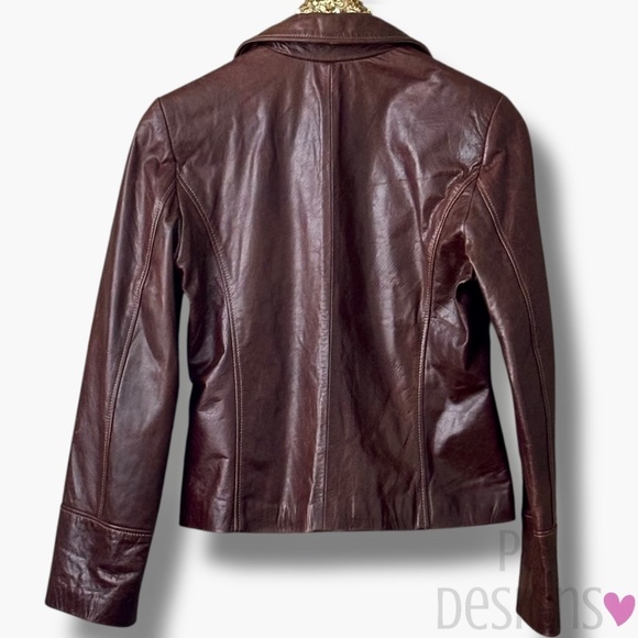 Silvia Y Mario Leather Jacket Brown Cognac Argentinian Leather NWT - Picture 3 of 5